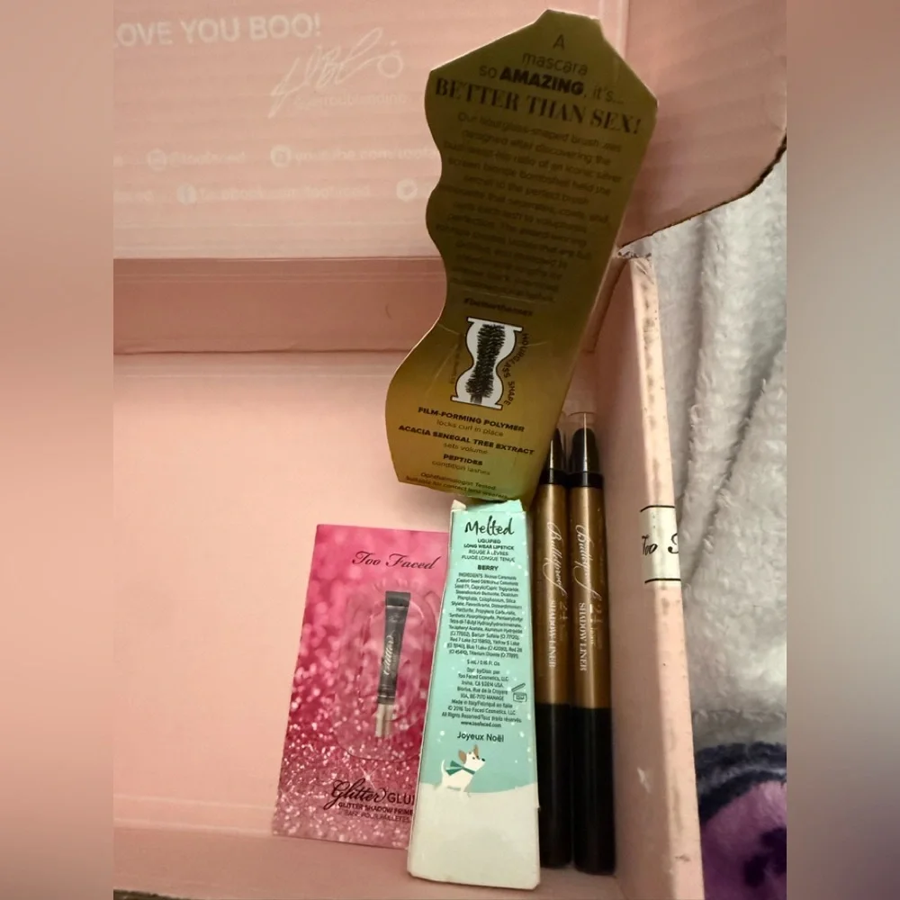 New Too Faced Bundle Mascara, Eyeshadow Liners, Powder and Lip - Picture 3 of 10